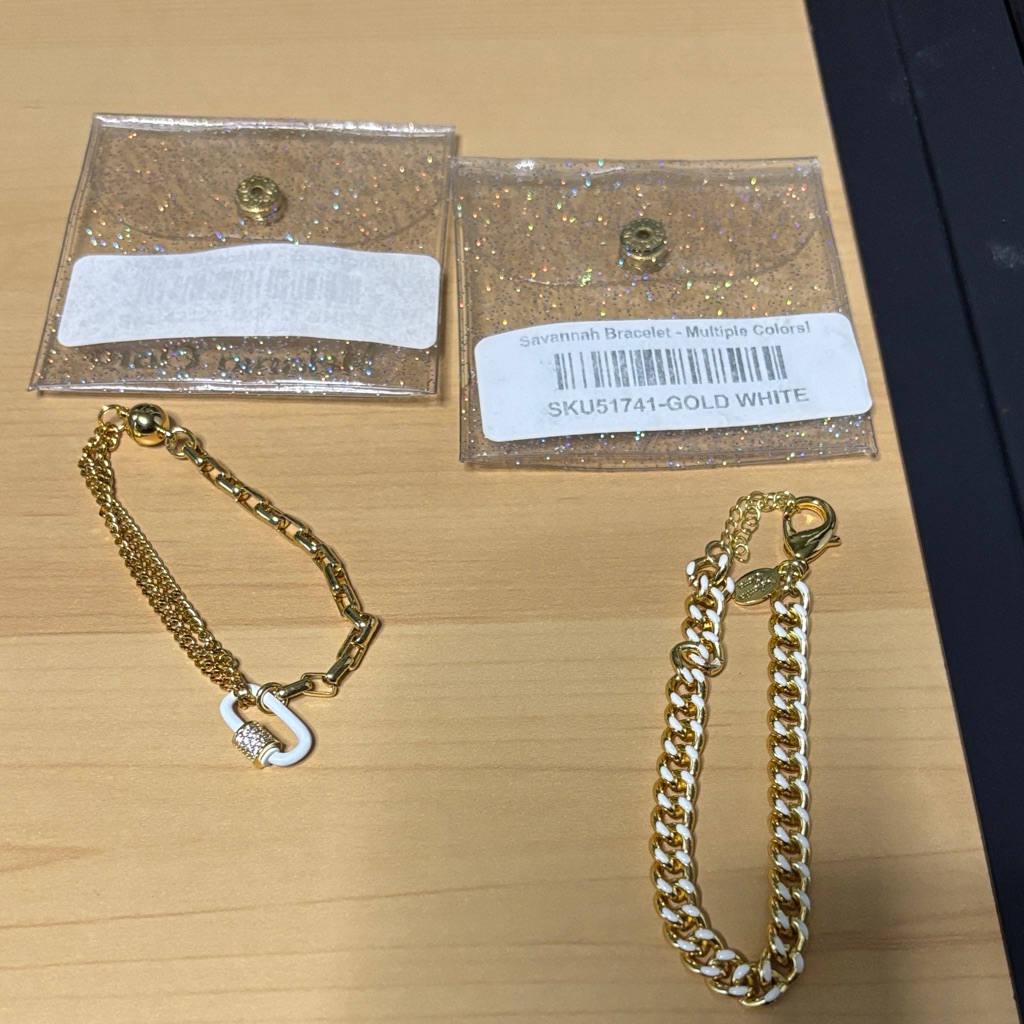 Gold And White Bracelet Set